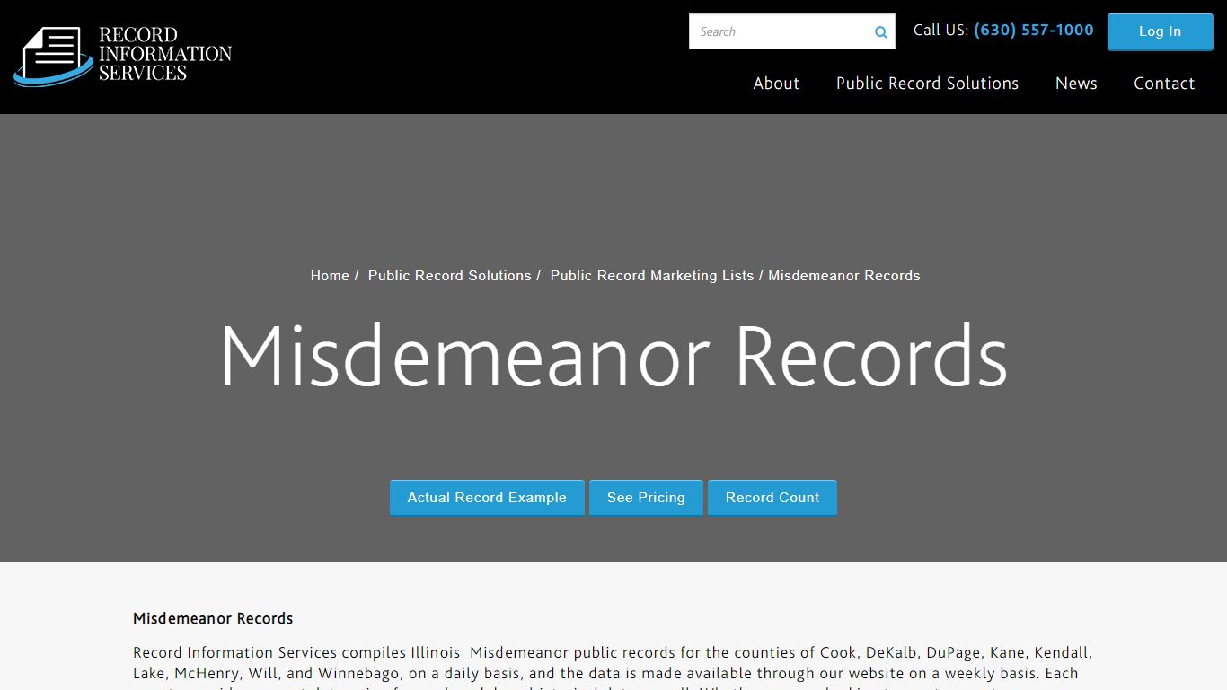 Record Information Services – Illinois Criminal Misdemeanors